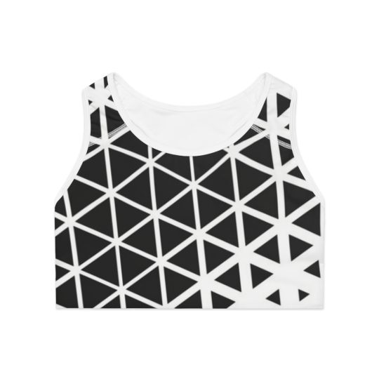 Colorful Triangle Print Sports Bra — Geometric Activewear Crop Top